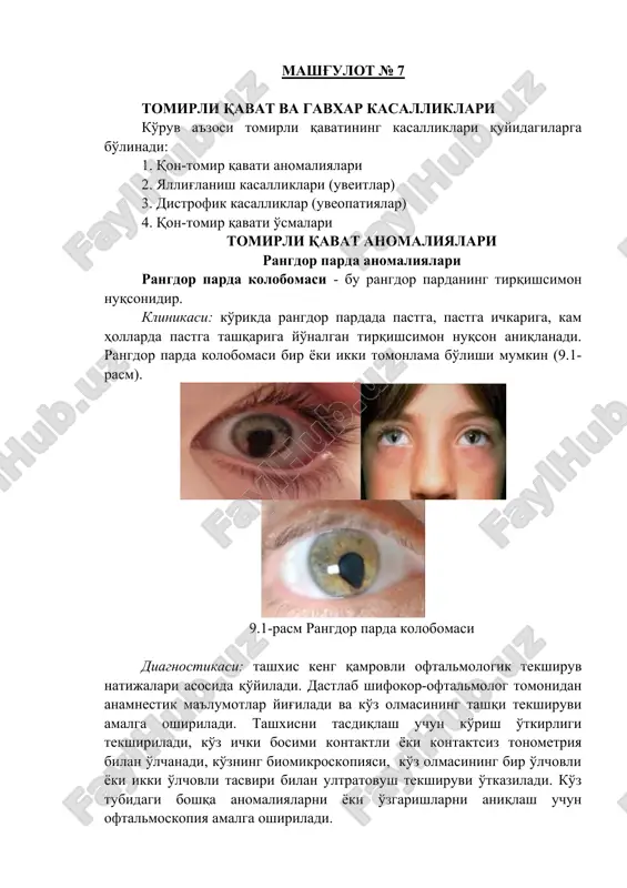 tomirli qavat va gavhar kasalliklari — DOC