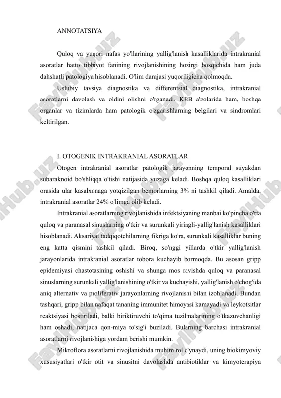intrakranial asoratlar — DOCX
