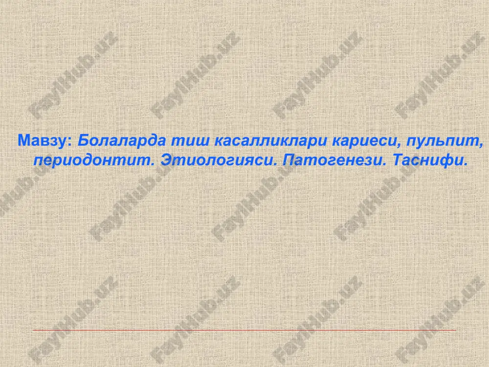 tishlar kariesi tibbiyoti — PPT