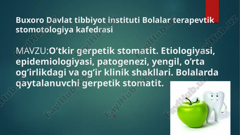 o’tkirgerpetik stomatit — PPTX