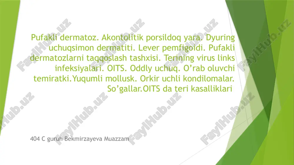 pufakli dermatozlar — PPTX