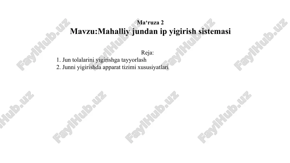 mahalliy jundanip yigirish sistemasi — PPTX
