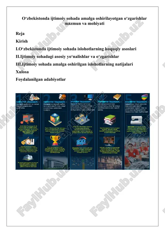 o‘zbekistonda ijtimoiy sohada amalga oshirilayotgan o‘zgarishlar mazmun va mohiyati — DOCX
