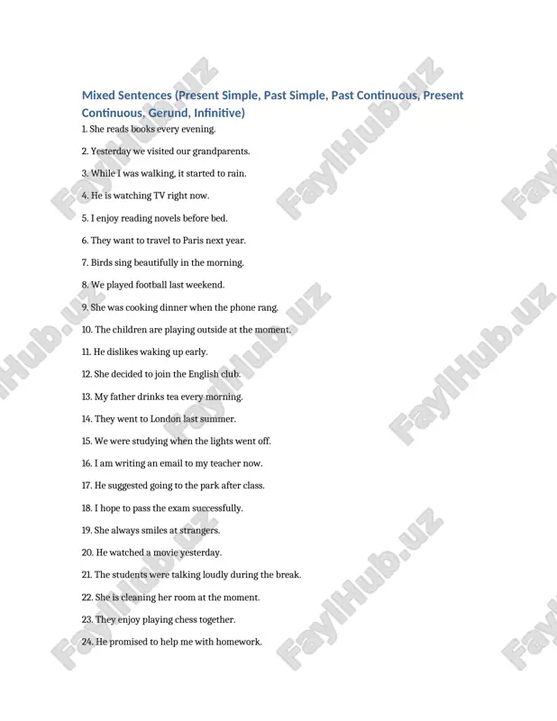 grammar gap filling exercises — DOCX