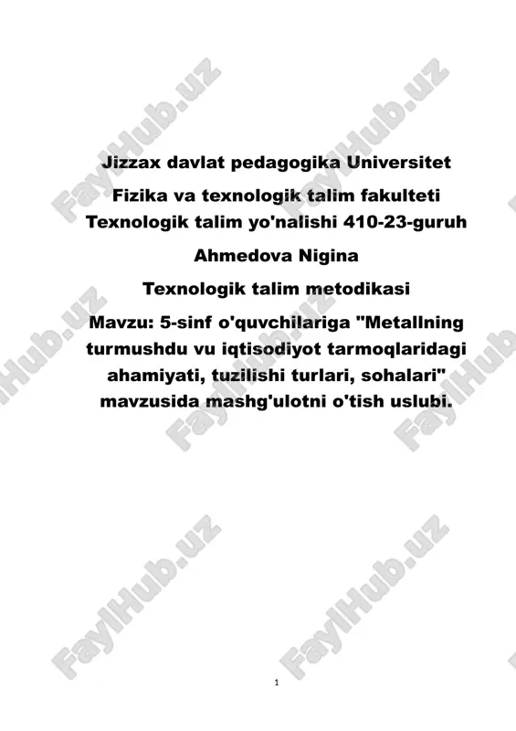 texnologik talim metodikasi — DOCX