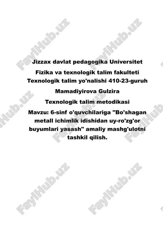 texnologik talim metodikasi — DOCX