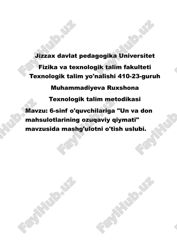 texnologik talim metodikasi — DOCX