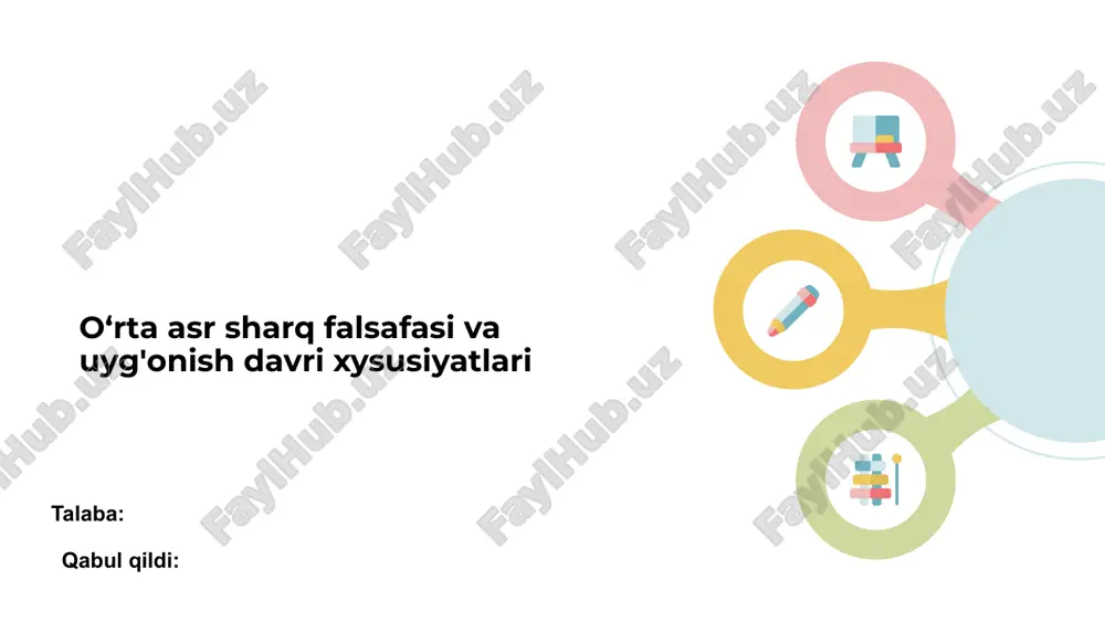 o‘rta asr sharq falsafasi va uyg'onish davri xysusiyatlari — PPTX