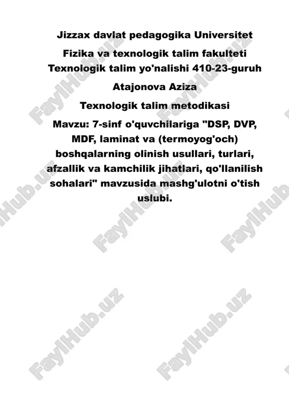 texnologik talim metodikasi — DOCX