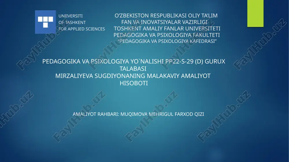 pedagogika va psixologiya hisoboti — PPTX