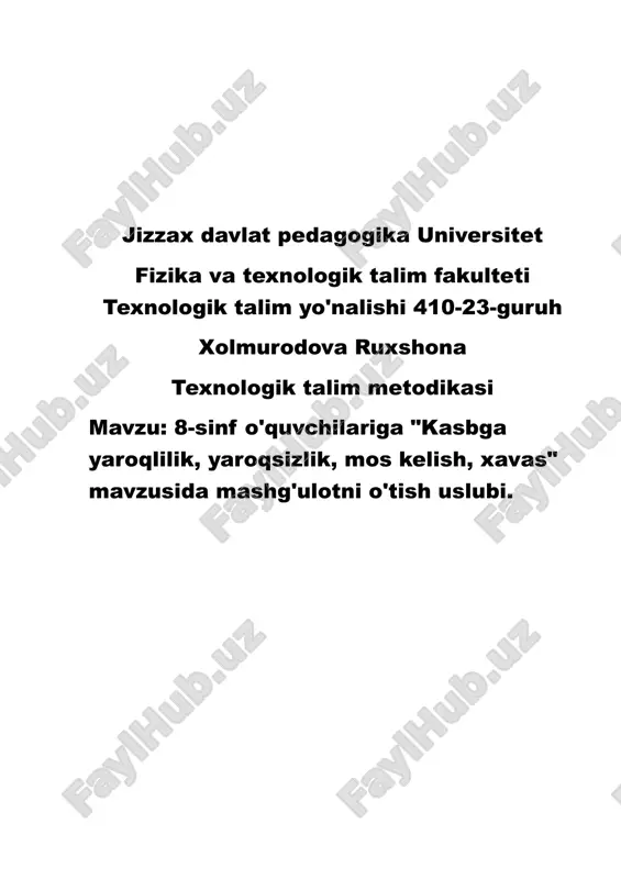 texnologik talim metodikasi — DOCX