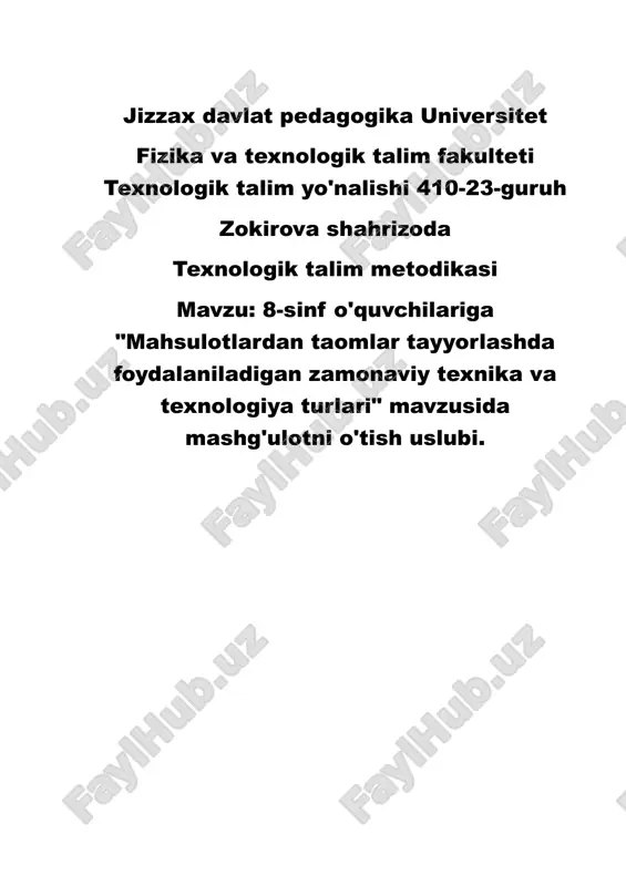 texnologik talim metodikasi — DOCX