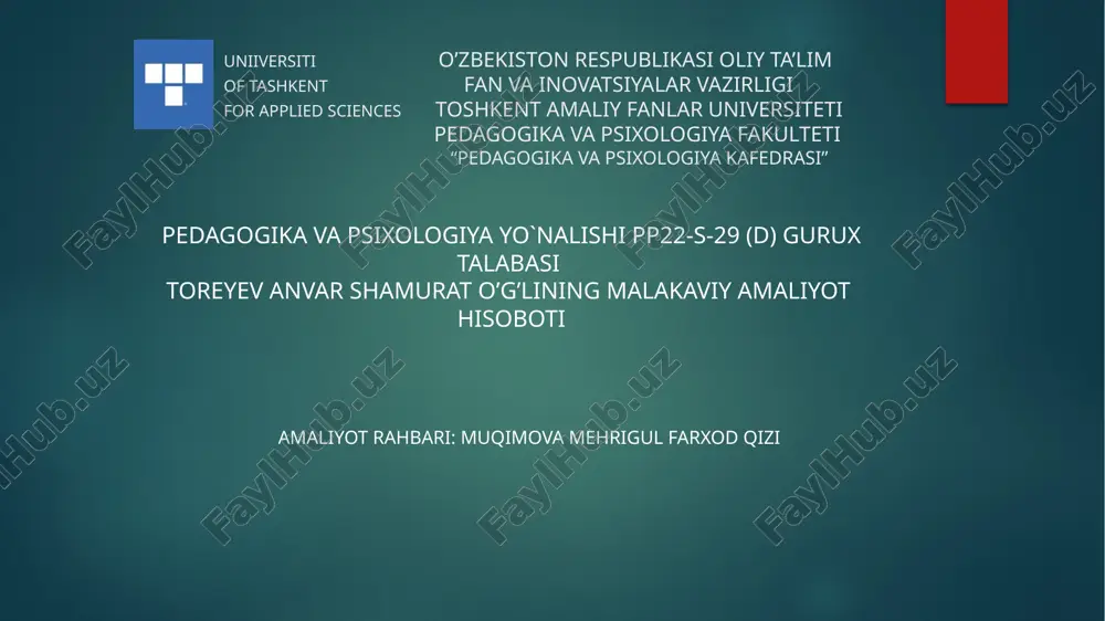 "maqsadlarga intilish" psixologik-pedagogik diagnostik metodikasi — PPTX