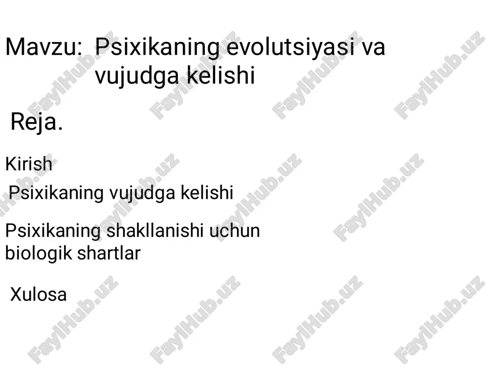 psixikaning evolutsiyasi va vujudga kelishi — PDF