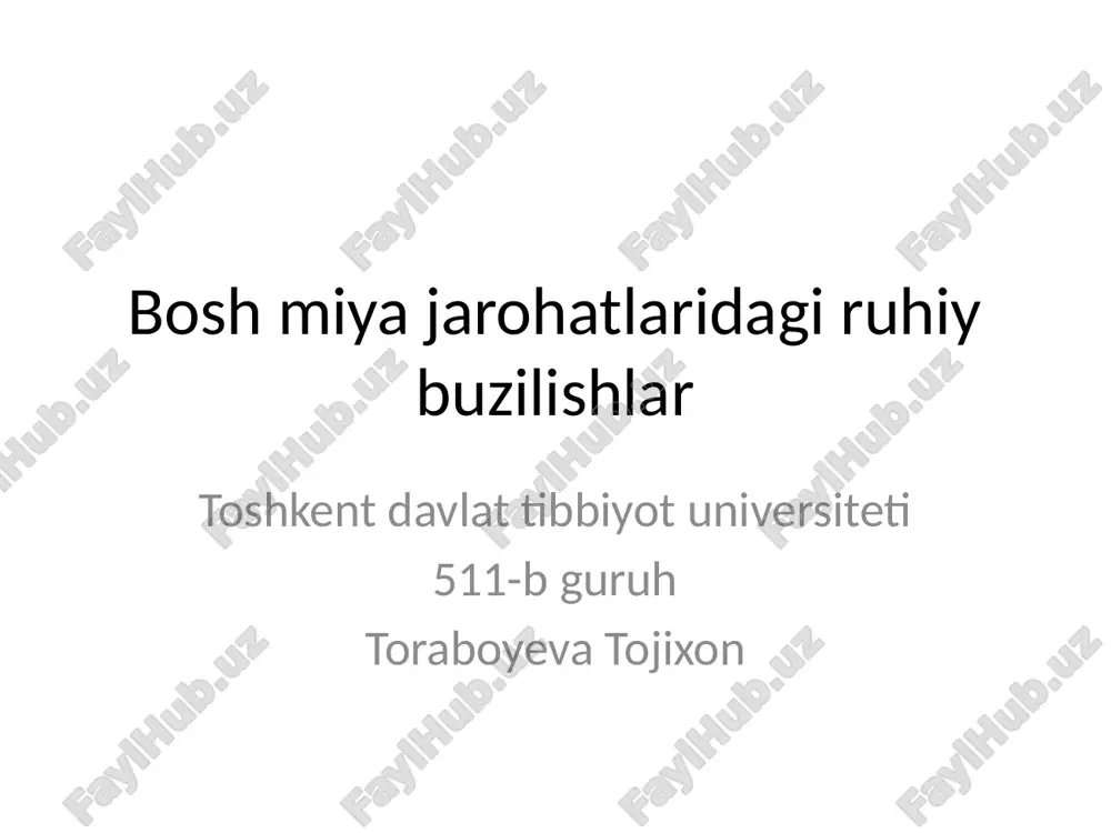 bosh miya jarohatlaridagi ruhiy buzilishlar — PPTX