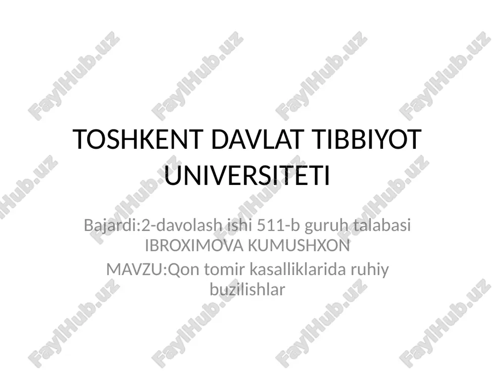 qon tomir kasalliklari va ruhiy buzilishlar — PPTX