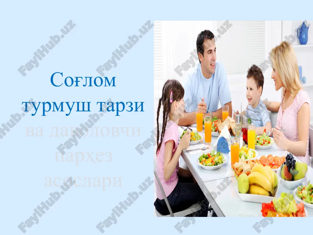 sog'lom turmush tarziva davolovchi parhez asoslari — PPT