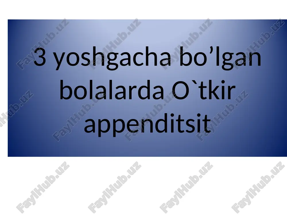 o‘tkir appenditsit — PPT