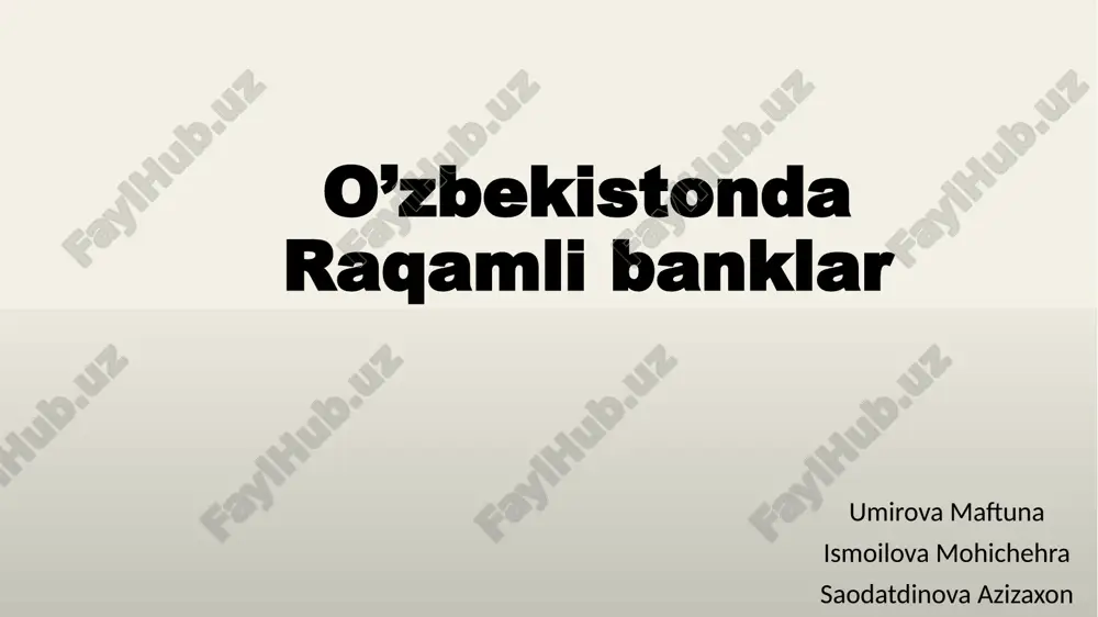 raqamli banklar tavsifi — PPTX
