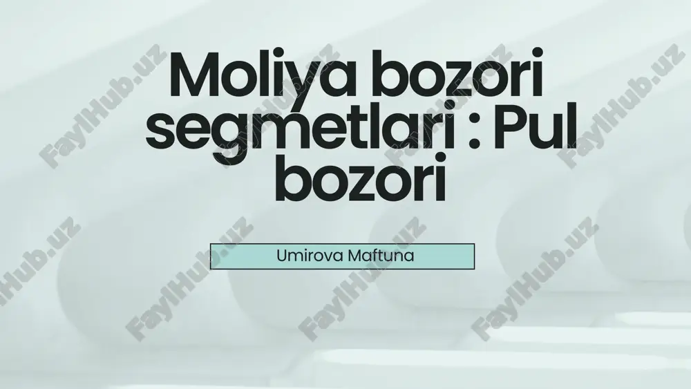 moliya bozori segmetlari — PPTX