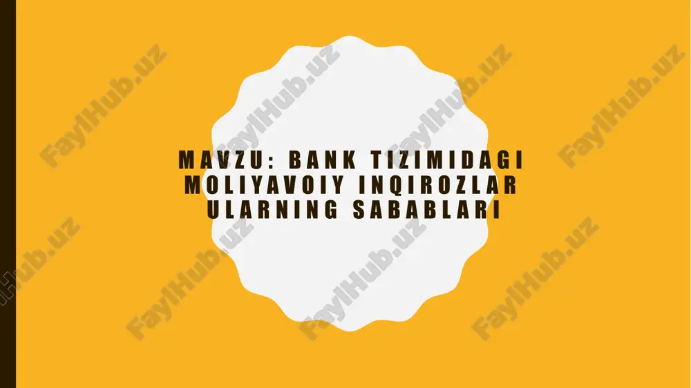 bank tizimidagi moliyavoiy inqirozlar ularning sabablari — PPTX