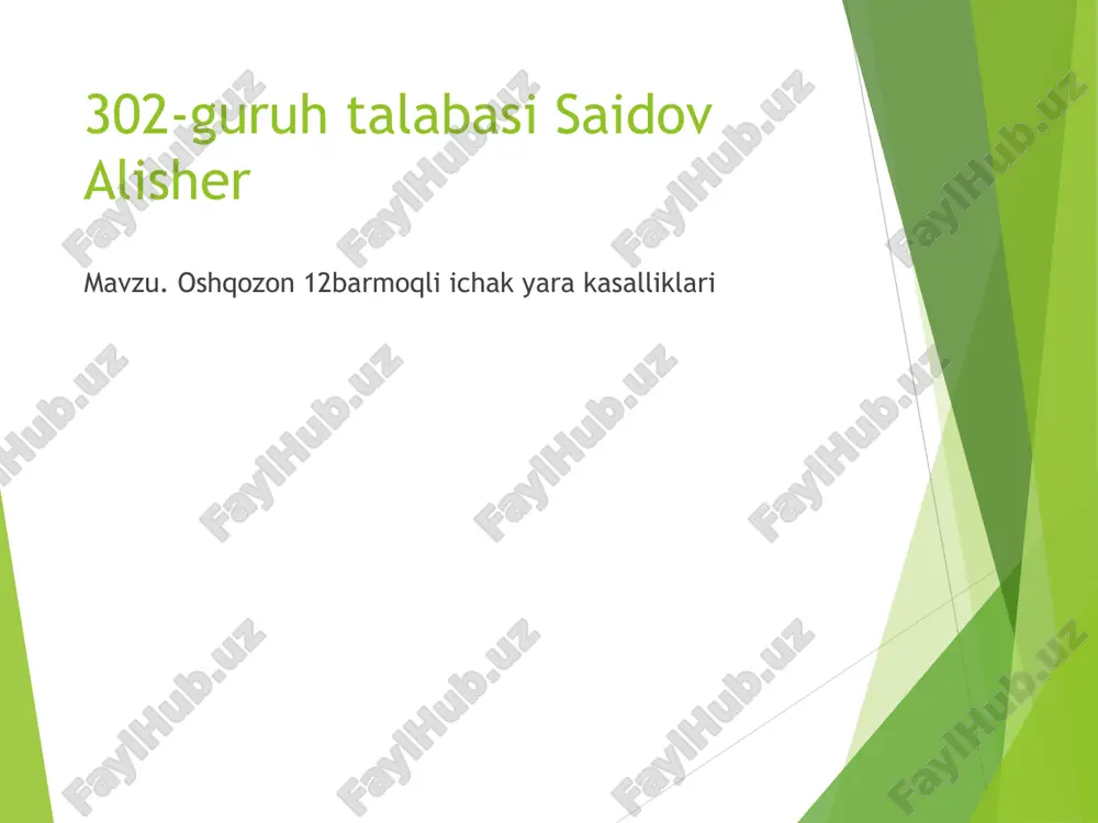 oshqozon 12barmoqli ichak yara kasalliklari — PPT