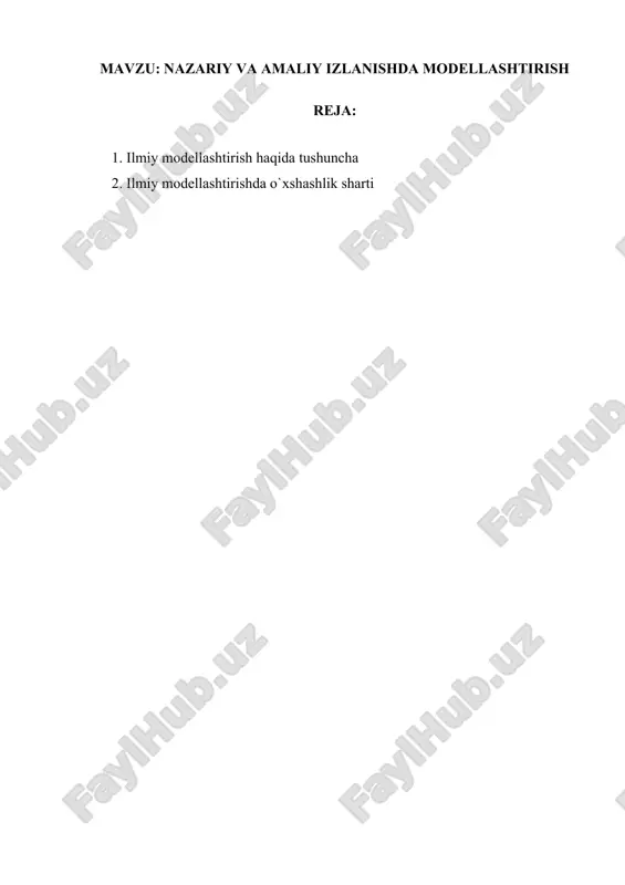 ilmiy va amaliy izlanishda modellashtirish — DOCX