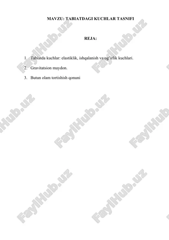 tabiatdagi kuchlar tasnifi — DOCX