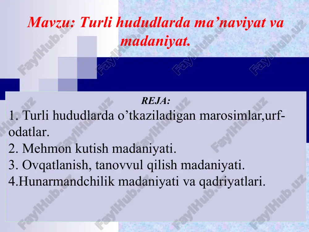 turli hududlarda ma’naviyat va madaniyat — PPTX