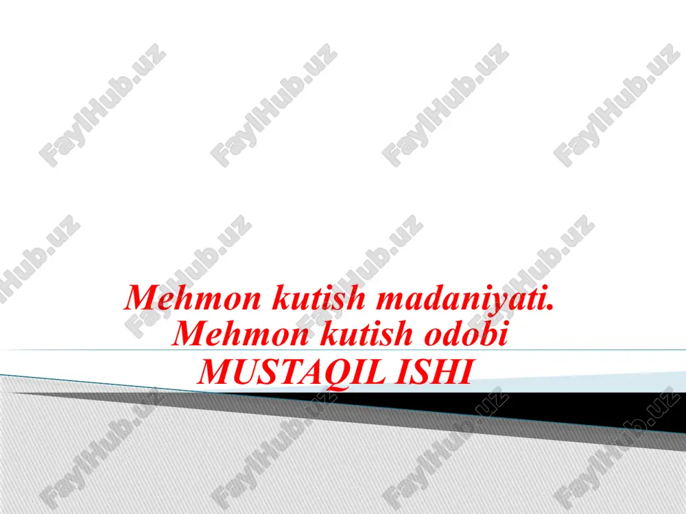 mehmon kutish madaniyati. mehmon kutish odobi — PPTX