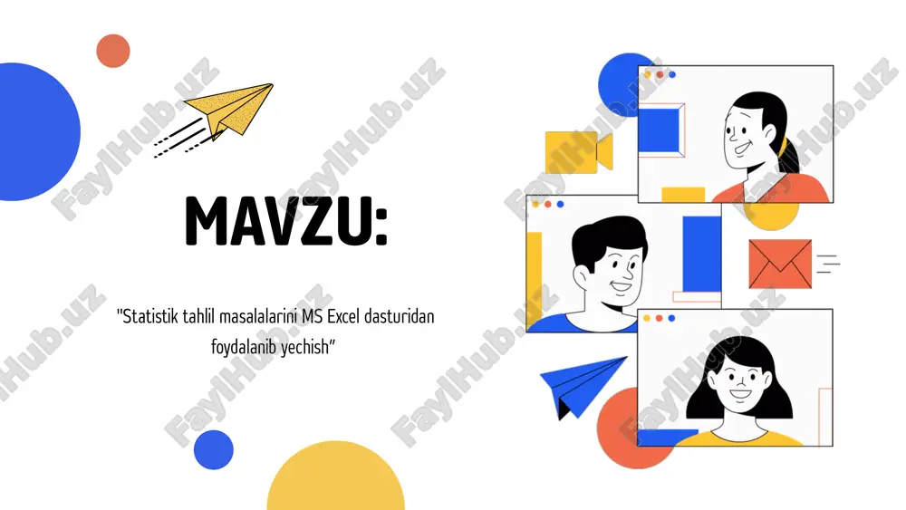 statistik tahlil masalalarini ms excel dasturidan foydalanib yechish — PPTX