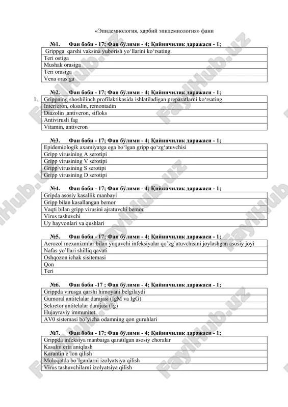 epidemiyologiya, harbiy epidemiyologiya — DOCX