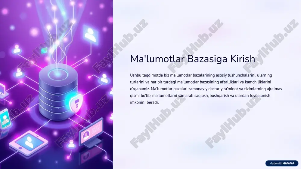 ma’lumotlar bazasiga kirish — PPTX