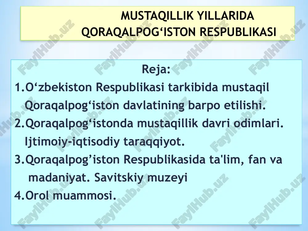 qoraqalpog‘iston respublikasi mustaqilligi — PPTX