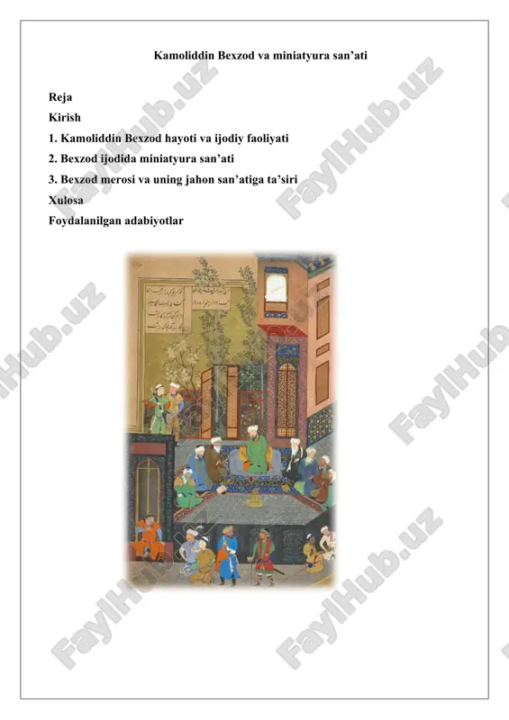 kamoliddin bexzod va miniatyura san’ati — DOCX