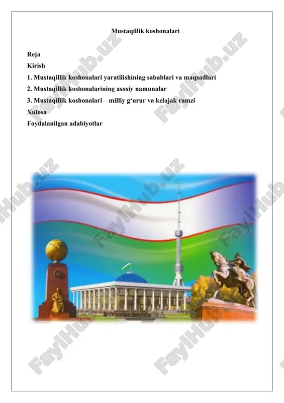 mustaqillik koshonalari — DOCX