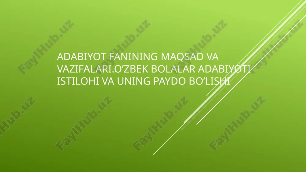 adabiyot fanining maqsad va vazifalari — PPTX