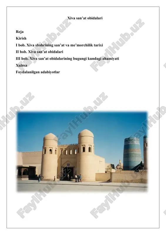 xiva san’at obidalari — DOCX