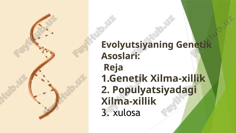 evolyutsiyaning genetik asoslari — PPTX