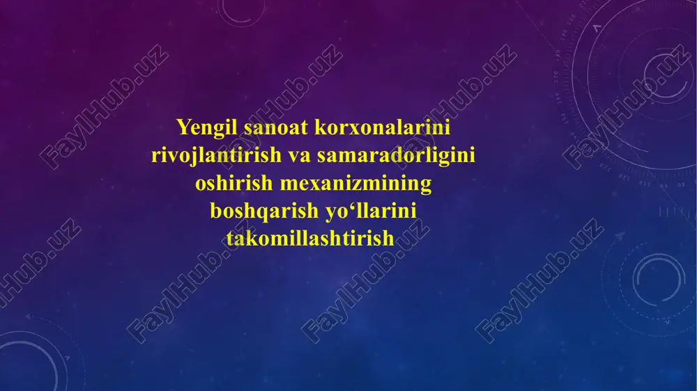 yengil sanoat korxonalarini rivojlantirish va samaradorligini oshirish mexanizmi — PPTX