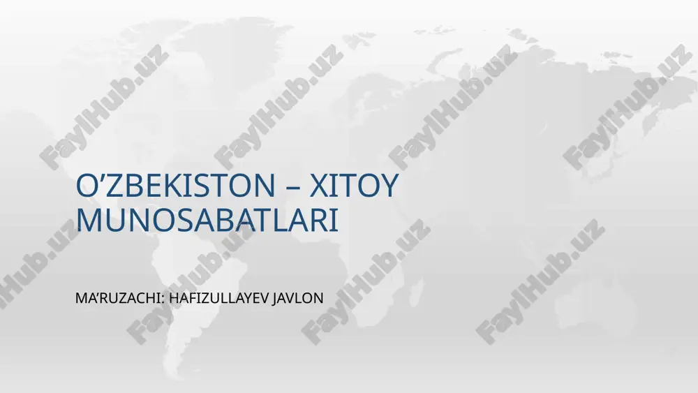 o’zbekiston – xitoy munosabatlari — PPTX