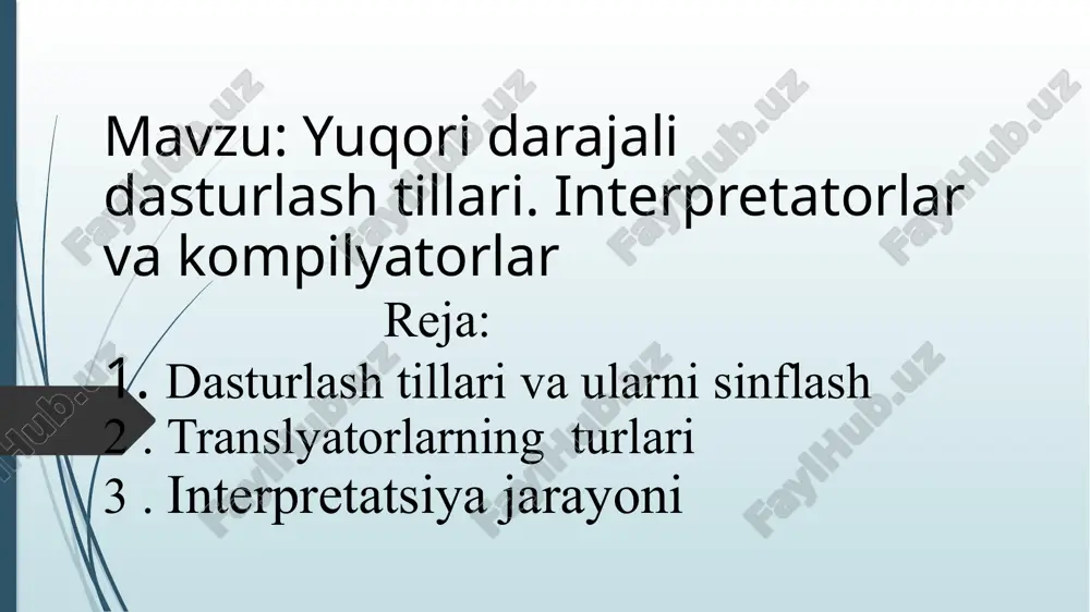yuqori darajali dasturlash tillari — PPTX