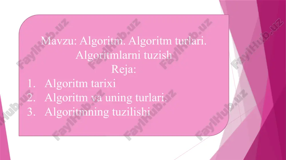 algoritm. algoritm turlari — PPTX