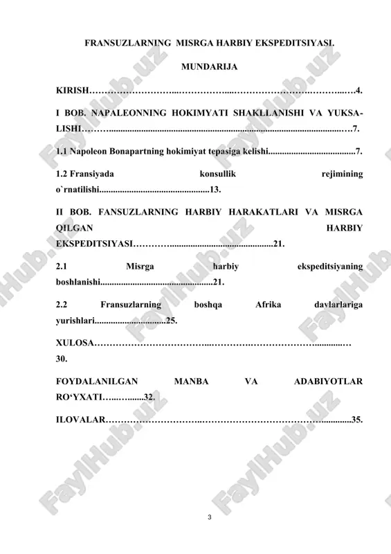 fransuzlarning misrga harbiy ekspeditsiyasi — DOCX
