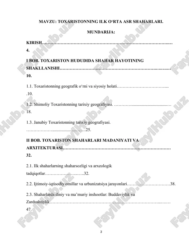 toxaristonning ilk o‘rta asr shaharlari — DOCX
