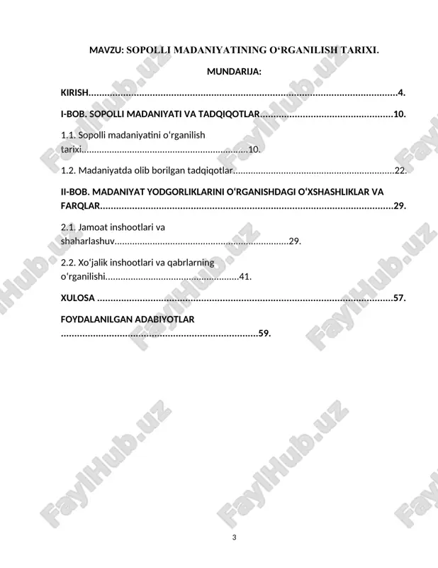 sopolli madaniyatining o‘rganilish tarixi — DOCX