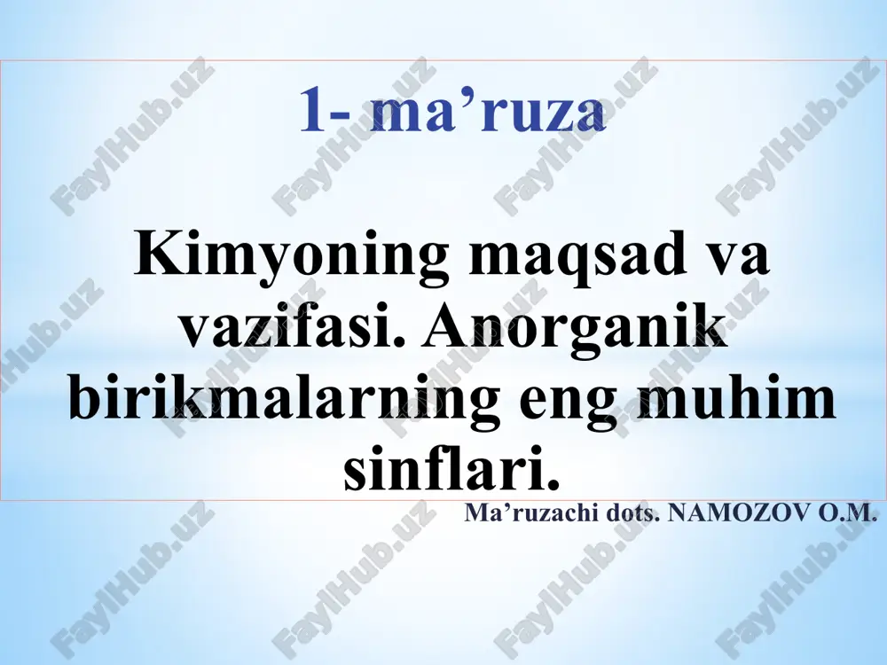 kimyoning maqsad va vazifasi — PPTX