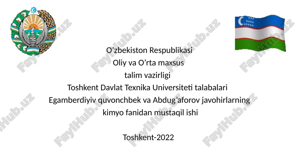kimyo fanidan mustaqilishi — PPTX