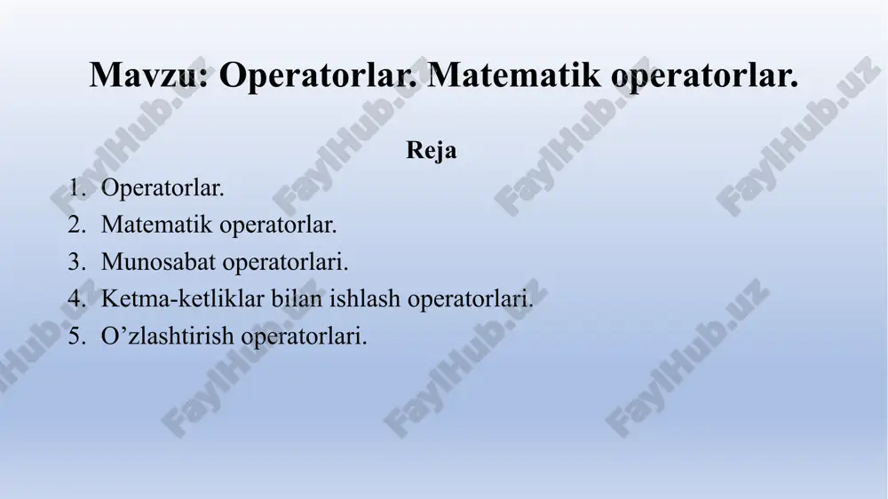 3-dars. operatorlar — PPTX