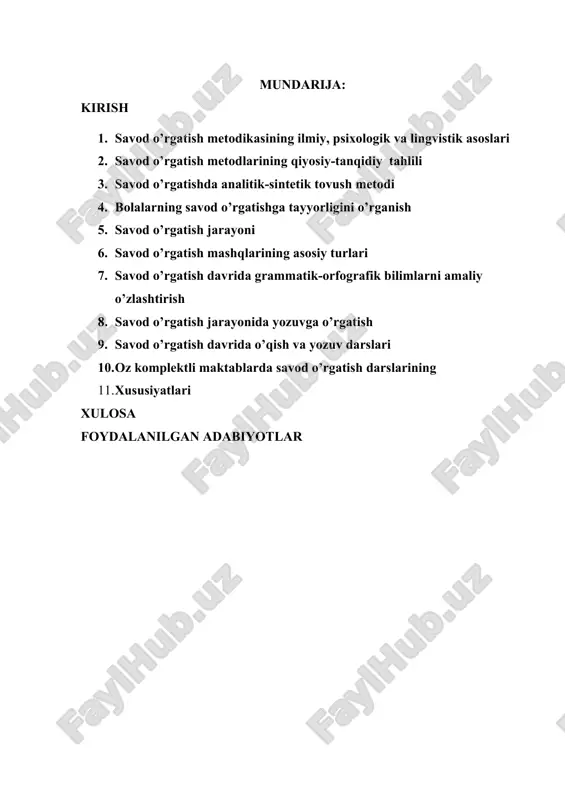 savod o’rgatish metodikasi — DOC